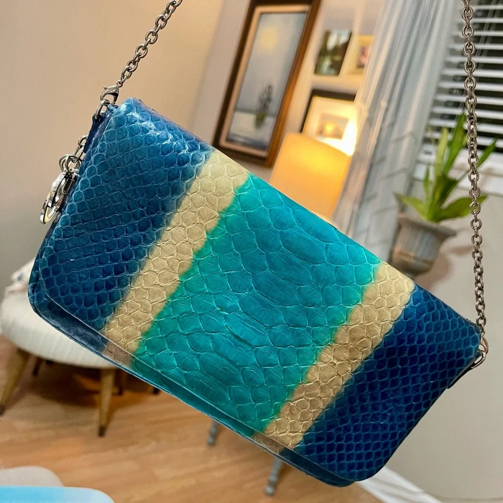 Dior Blue Python & Leather WOC Bag - Picture 2 of 16